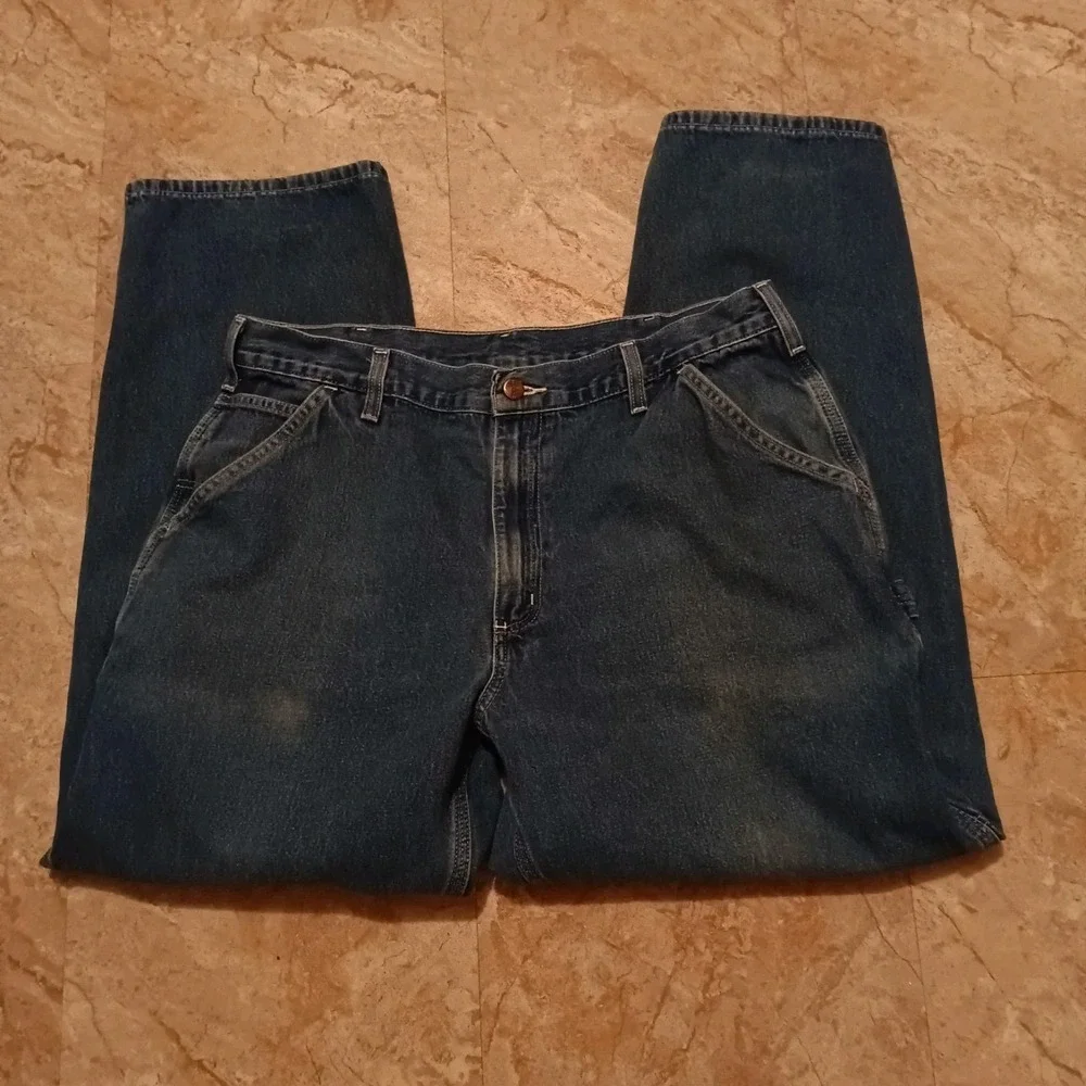 Carhartt‎ Jeans Mens Workwear Denim Carpenter Pants Blue B13 DST - 38x32 (36x30)